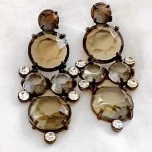 J. Crew Rhinestone & amber Crystal Gem Earrings